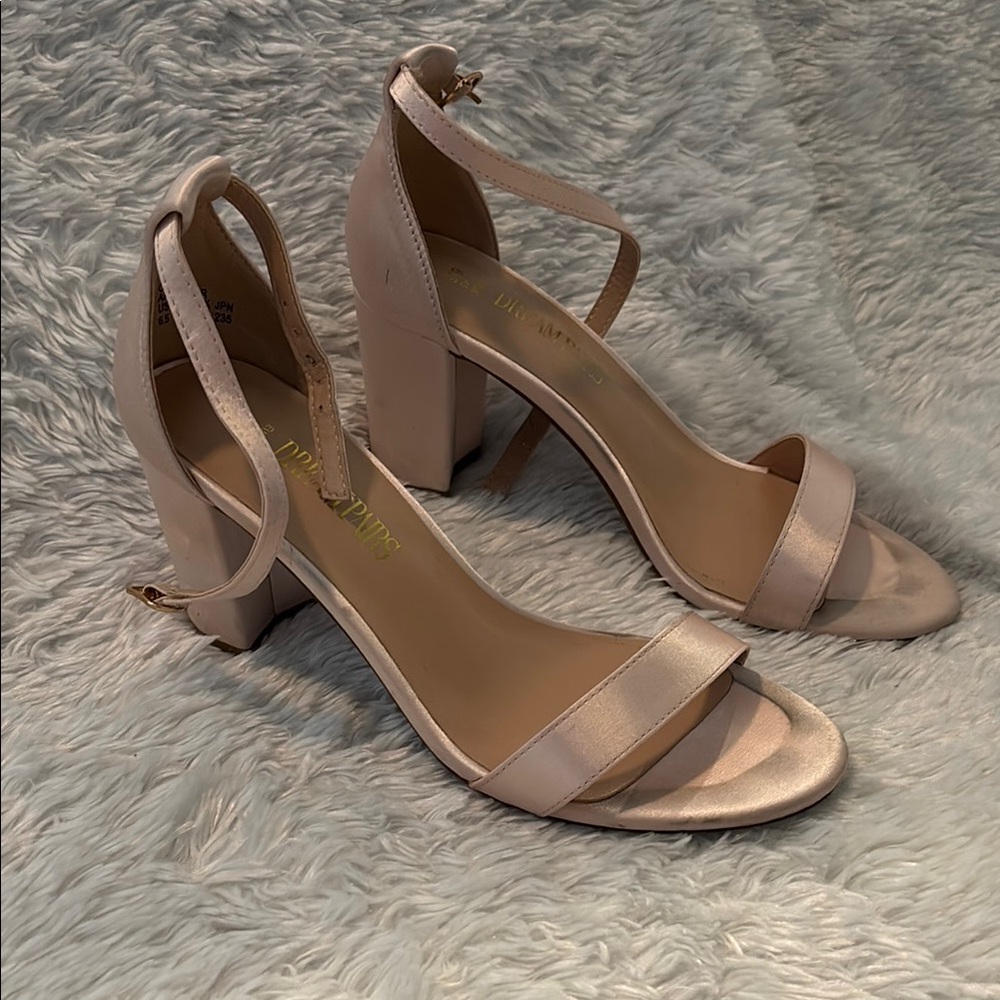 Elegant Nude Blush Block Heel Sandals